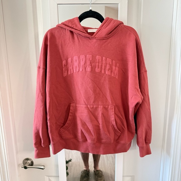 Spiritual Gangster “Carpe Diem” Hoodie Sweatshirt Dusty Rose Pink Size Small - Picture 2 of 5